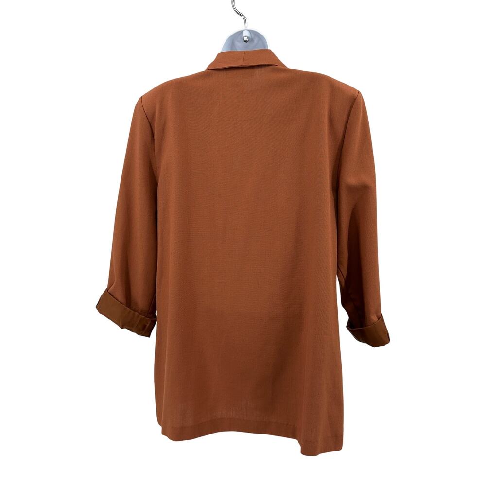 Requirements Open Front Blazer Jacket WMNS 12 Orange Single Button Long Sleeve - Picture 9 of 11